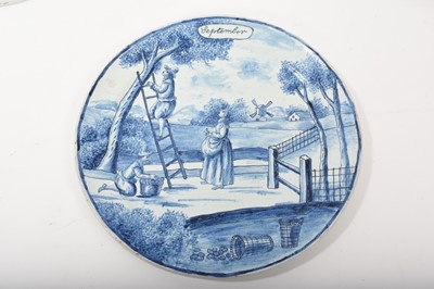 Lot 73 - Five Dutch Delft ‘calendar’ plates