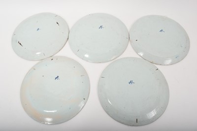 Lot 73 - Five Dutch Delft ‘calendar’ plates