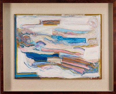 Lot 1440 - *Leo Davy (1924-1987) oil on board - The Bridge, 1982, 45cm x 60cm, framed