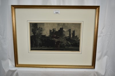 Lot 1082 - *Leonard Russell Squirrell (1893-1979) signed mezzotint - Framlingham Castle, 19cm x 33cm, in glazed gilt frame