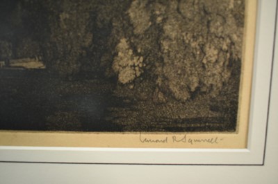 Lot 1084 - *Leonard Russell Squirrell (1893-1979) signed mezzotint - Alnwick Castle, Northumberland, 21cm x 35cm, in glazed gilt frame