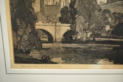 Lot 1084 - *Leonard Russell Squirrell (1893-1979) signed mezzotint - Alnwick Castle, Northumberland, 21cm x 35cm, in glazed gilt frame