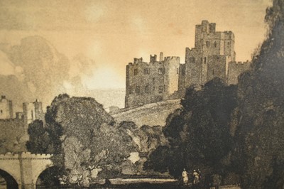Lot 1084 - *Leonard Russell Squirrell (1893-1979) signed mezzotint - Alnwick Castle, Northumberland, 21cm x 35cm, in glazed gilt frame