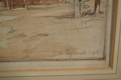 Lot 1081 - *Leonard Russell Squirrell (1893-1979) pencil and sepia watercolour - Playford Hall, Suffolk, signed, dated 1918 and inscribed, 28cm x 41cm, in glazed frame