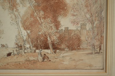 Lot 1081 - *Leonard Russell Squirrell (1893-1979) pencil and sepia watercolour - Playford Hall, Suffolk, signed, dated 1918 and inscribed, 28cm x 41cm, in glazed frame