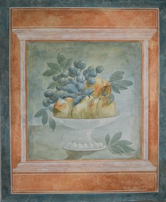 Lot 255 - Fred Minard (20th Century) oil on canvas, a pair - Still Life frescoes, 60cm x 50cm, signed, unframed