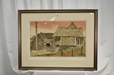 Lot 1063 - *Valerie Thornton (1931-1991) two signed limited edition etchings and aquatints - 'Le Besset', 32/75, 38cm x 55cm, 'Living in Peace' 13/45, 65cm x 49cm and a pencil drawing