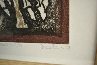 Lot 1063 - *Valerie Thornton (1931-1991) two signed limited edition etchings and aquatints - 'Le Besset', 32/75, 38cm x 55cm, 'Living in Peace' 13/45, 65cm x 49cm and a pencil drawing