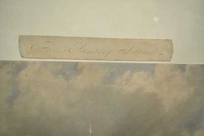Lot 1122 - Attributed to Henry Martens (c.1790-1868) oil on canvas - Suffolk Yeomanry Cavalry, inscribed and dated 1845, 36cm x 25.5cm, in good gilt frame, together with a 19th century hand coloured engravin...