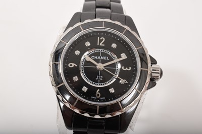 Lot 596 - Chanel J12 wristwatch, boxed with papers dated 23/12/2013