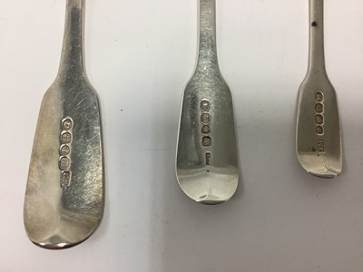 Lot 306 - Selection of 19th century silver fiddle pattern flatware with engraved initial A