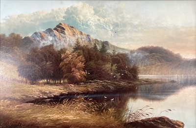 Lot 108 - Andrew Grant Kurtis, oil on canvas - Mountainous landscape, signed, 49cm x 74cm, in gilt frame