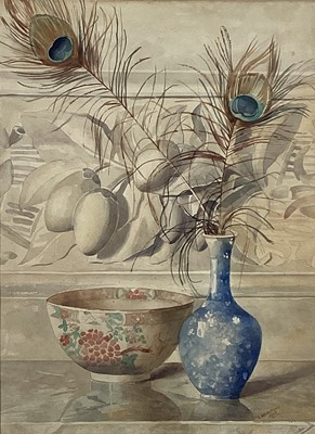 Lot 109 - Pair of Edwardian English school watercolour still life studies of flowers, signed E. Wilkinson, 48cm x 35cm, in glazed frames (2)