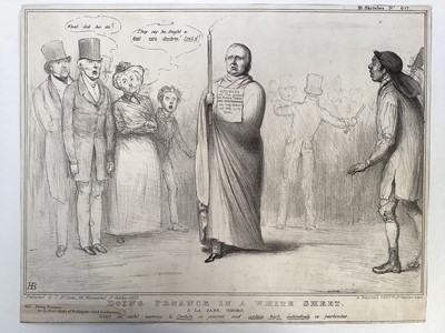 Lot 54 - Group of nine 19th century political cartoon lithographs published by McLean to include: Doing Penance, Who's to have the Stick, A Row in the Play Ground, The Rival Quixotes and others, unframed...