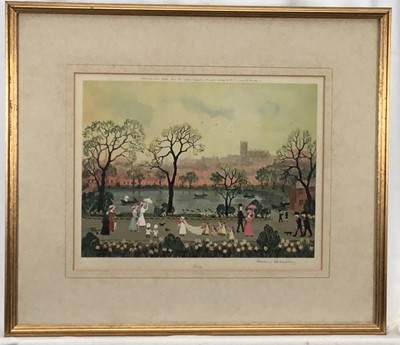 Lot 75 - Helen Bradley (1900-1979) signed print - "Spring", with blindstamp, 25cm x 32cm, in glazed gilt frame