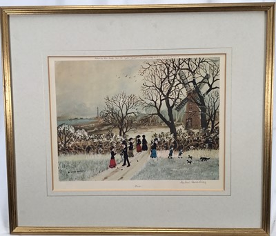 Lot 77 - Helen Bradley (1900-1979) signed print - "Winter", with blindstamp, 25cm x 32cm, in gilt frame