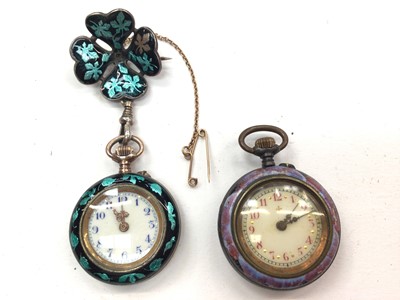 Lot 1132 - Two vintage enamelled fob watches