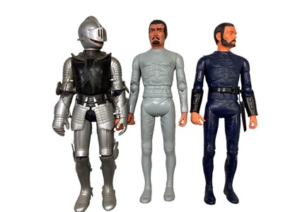 Lot 186 - Marx Toys vintage Knights & Viking Series 12" action figures including Silver Knight Sir Ronald No.2080 & Black Knight Sir Cedric No.2082 (x2) (3)