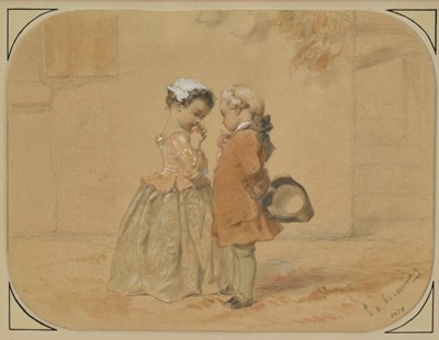 Lot 1435 - Charles Edward de Beaumont (1812-1888) watercolour - Courtship