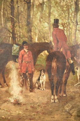 Lot 146 - Manner of Alken, 19th century, oil on canvas - Hunting scene, 34cm x 43cm, framed