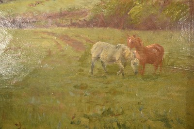 Lot 1418 - George Thomas Rope (1845-1912) oil on canvas - Landscape with Horses, apparently unsigned, 56.5cm x 44cm, in gilt frame