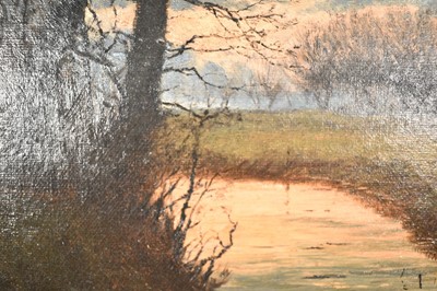 Lot 1417 - George Thomas Rope (1845-1912) oil on canvas - Landscape at Dusk, signed, 46cm x 35.5cm, in gilt frame