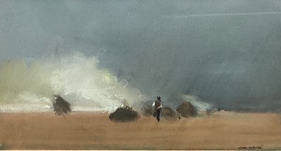 Lot 178 - John Osborne (b. 1939) three pastels - Burning stubble, Clouds, and The Winch