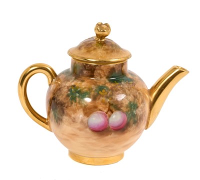 Lot 245 - Royal Worcester miniature fruit painted teapot