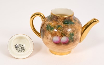 Lot 245 - Royal Worcester miniature fruit painted teapot