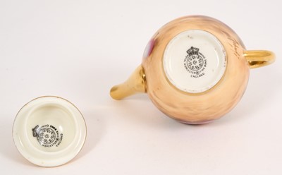 Lot 245 - Royal Worcester miniature fruit painted teapot