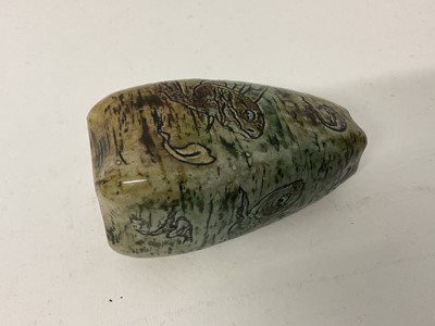 Lot 209 - Martin Brothers stoneware 'Aquatic' vase, late 19th/early 20th century, of square tapering form, decorated with grotesque fish and a crab, signed to base, 8.5cm high