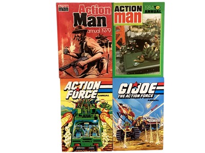 Lot 290 - Selection of 1970's-1980's Comic Annuals including Action Man, Action Force, GI Joe, Thundercats, Mask, Transformers, Centurion and others, plus TV Series and books (3 boxes)