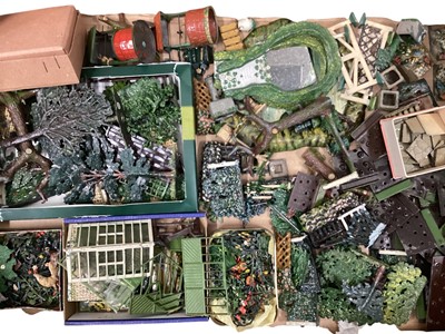 Lot 298 - Britains lead garden models including flowers, bushes, trees, ponds, green house, paving, wishing wells etc. (1 box)