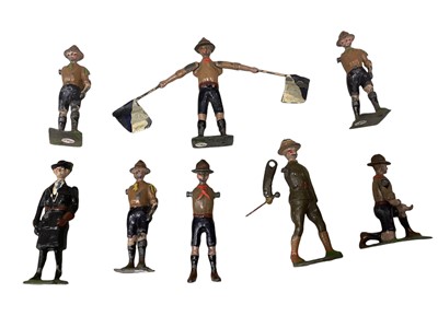 Lot 301 - Britains, small selection of Scouts and Guides, eight items, some damage.