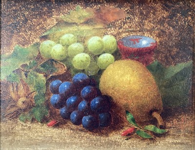 Lot 251 - English School 19th century, oil on board, still life of fruit, oil on board, in gilt frame. 18 x 24cm.