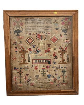 Lot 245 - Mid 19th century needlework sampler dated 1856