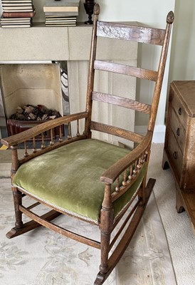 Lot 1545 - Arts and crafts oak rocking chair