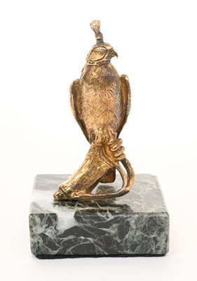 Lot 519 - Silver gilt falcon, by Garrards 1972, on marble plinth