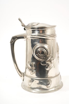 Lot 985 - Art Nouveau Liberty Tudric pewter lidded tankard, model 054