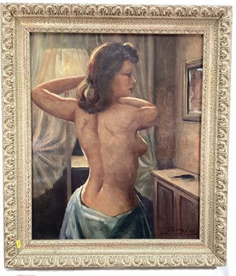 Lot 201 - Toralf Jergill (20th Century) oil on canvas - Female Nude, signed, 59cm x 49cm, framed