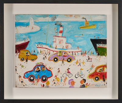 Lot 1381 - *Simeon Stafford (b. 1956) oil on board - Harbour scene, signed and dated ‘03, 40cm x 50cm, in box frame