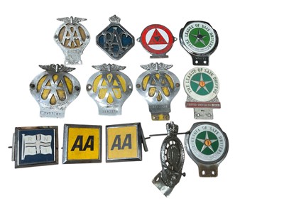 Lot 64 - Group of thirteen vintage car badges to include AA, RAC, The League of Safe Drivers, IAM and RNLI, (13).