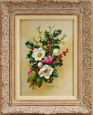 Lot 1340 - *Albert Williams (1922-2010) oil on board - Christmas Roses, signed, 31cm x 22cm, framed