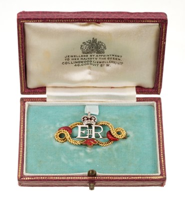 Lot 35 - Scarce H.M. Queen Elizabeth II two colour gold and enamel presentation brooch in case