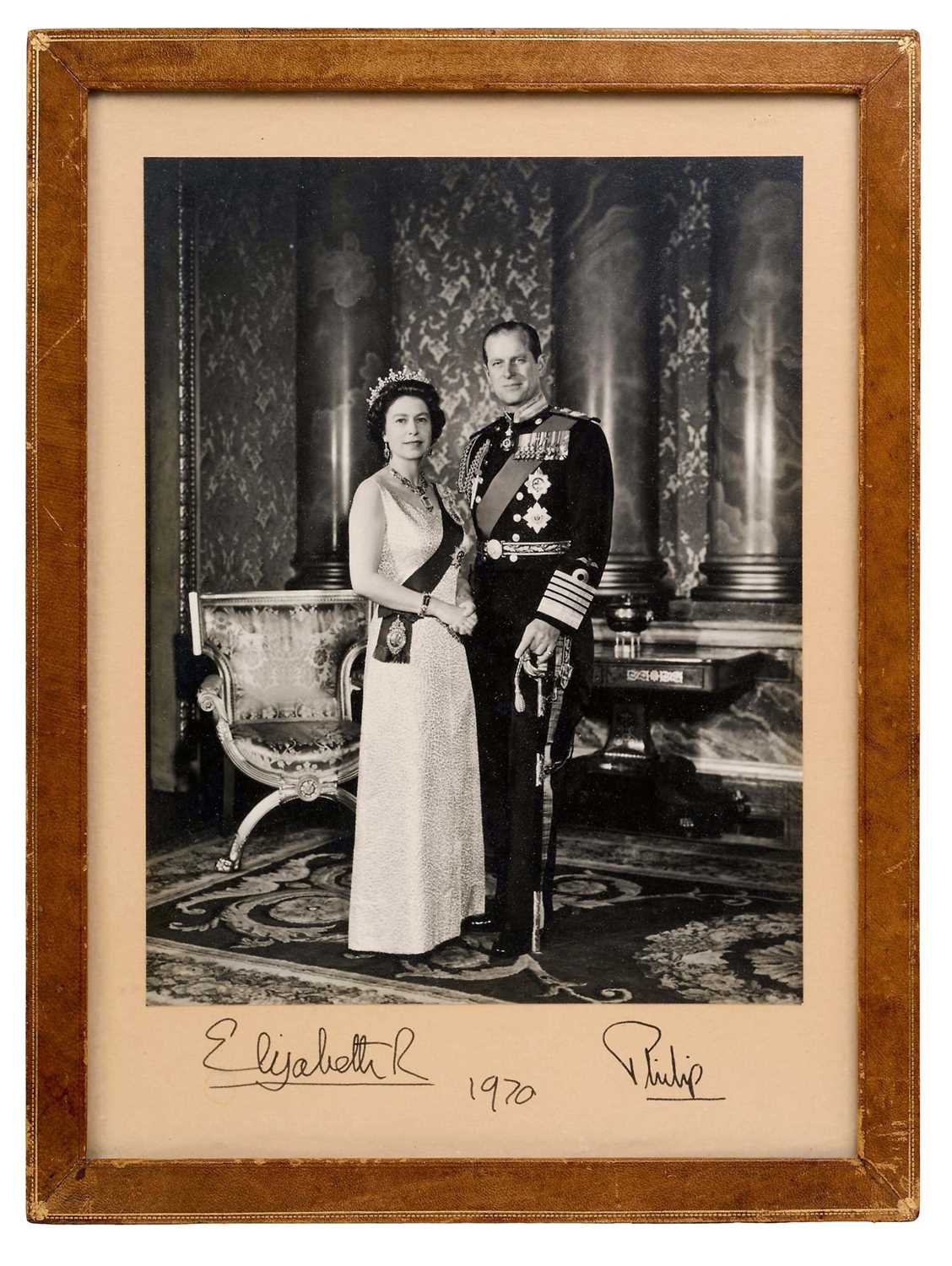 Lot 38 - H.M. Queen Elizabeth II and The Duke of Edinburgh signed 1970 presentation portrait photograph in glazed frame