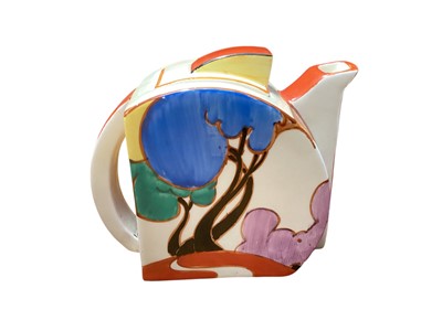 Lot 1103 - Art Deco Clarice Cliff Fantasque Bizarre 'Blue Autumn' pattern teapot
