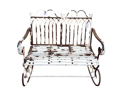 Lot 1464 - Metal rocking garden bench, 99cm wide, 96cm high
