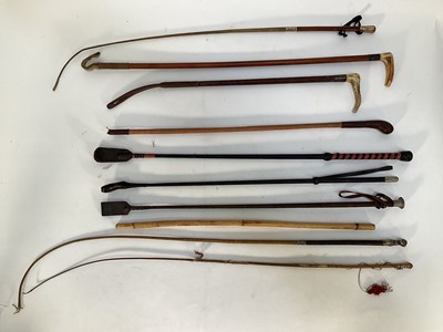 Lot 1138 - Group of antique and other crops and whips including Swaine, some earlier examples and silver mounted (10)