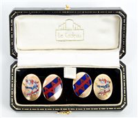 Lot 37 - Fine pair 1920s / 1930s gold (9ct) and enamel...