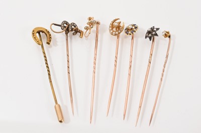 Lot 754 - Seven Victorian gold stick pins